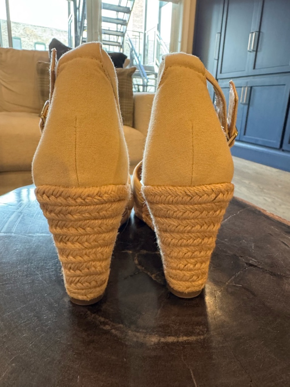 Bellini Cream Espadrille Ankle-Strap Wedges - Picture 4 of 8